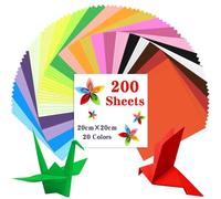 Caianwin 200 fogli di carta per origami, 20 x 20 cm, 20 colori, quadrati, per casa e scuola, progetti artistici, feste e origami fai da te