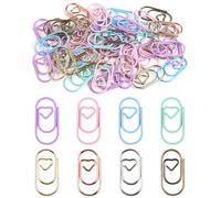 Caianwin 50 graffette colorate a forma di cuore, piccole graffette in metallo, per cartoline, ufficio, aula