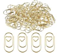 Caianwin 50 graffette dorate con motivo a cuore, piccole graffette in metallo, per cartoline, ufficio, aula