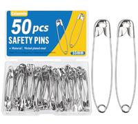 Caianwin 50 Pezzi Spille Da Balia 55mm, Spille per Pannolini Resistenti - Spille da Balia Grandi per Arti Mestieri, Cucito(Argento)