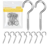 Caianwin Ganci a vite M4 x 50 mm, 10 pezzi, in acciaio inox, per viti a gancio, per interni ed esterni, piante sospese, tazze da tè, chiavi, decorazioni per le vacanze