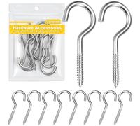 Caianwin Ganci a vite M5 x 65 mm, 10 pezzi, in acciaio inox, grandi ganci per avvitare, viti a gancio per interni ed esterni, piante sospese, tazze da tè, chiavi, decorazioni per le vacanze