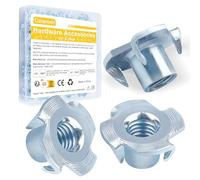 Caianwin M6 50 Pezzi Kit Dadi a T Dado a Quattro Punte Guida, Inserti Dado Acciaio Carbonio per Mobili, Artigiani, Legno