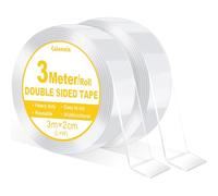 Caianwin Nastro biadesivo da 6 m, larghezza 2 cm, extra forte, doppio sided, trasparente, nastro biadesivo rimovibile per tappeti, casa, auto o esterni (2 rotoli)