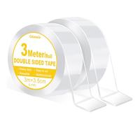 Caianwin Nastro biadesivo extra largo 3,5 cm, extra forte, doppio sided, trasparente, nastro biadesivo rimovibile per tappeti, casa, auto o esterni (6 m/2 rotoli)