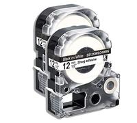 caidi Nastro per etichettatrice compatibile S12KW LC-4WBN Nastro 12mm x 8m per LabelWorks LW-300 LW-300L LW-400 LW-500 LW-600P etichettatrici (nero su bianco, confezione da 2)