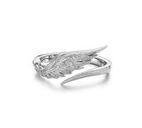 Caiduoduo Anello vintage ali d'angelo anello singolo da uomo anello di coppia anello di piume ali