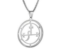Caiduoduo In Acciaio Inox Satanico Lilith Energia Collana Demone Sigillo Pendente per Uomo Donna Pagan Wiccan Magia Amuleto Gioielli