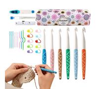 caiduos Uncinetto,con astuccio porta-uncini e impugnatura morbida - Kit Ferri per Uncinetto e Lana - per lavori a maglia, uncinetto, hobby