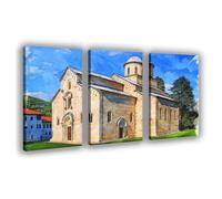 CAIFGQ Poster su tela con monastero di Dečani, decorazione per camera da letto, paesaggio decorativo, idea regalo, 60 x 90 cm