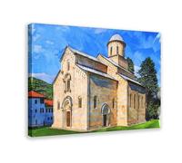CAIFGQ Poster su tela con monastero di Dečani, decorazione per camera da letto, paesaggio decorativo, idea regalo, 20 x 30 cm