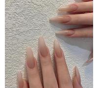 Caiguoer 24 unghie finte a mandorla, sfumate, lunghe, a pressione, per donne e ragazze