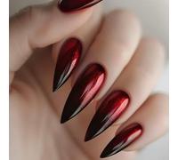 Caiguoer 24 unghie finte colorate rosse per Halloween, per donne e ragazze (B)