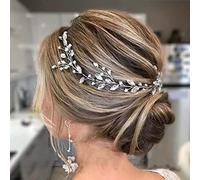 Caiguoer Accessorio per capelli da sposa con fiori di cristallo, color argento, accessorio per acconciature per donne e ragazze