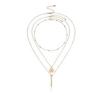 Caiguoer Bohemia Layered Collana Choker Set di Gioielli 3 Pz Oro/Argento Pendente Collana Multi strato Bar Disco Collana Lunga Collana Catena per Le Donne e Ragazze (Oro)