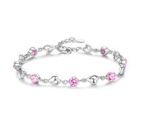 Caiguoer Braccialetto d'Argento,Bracciale di Cristallo,Gioielli per Ragazze e Donne (C)