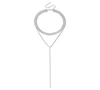Caiguoer Catena per reggiseno con cristalli argentati, alla moda, semplice, con strass, sexy, bikini, discoteca, accessori per donne e ragazze, One,size, lega metall