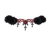 Caiguoer Cerchietto per capelli con motivo floreale, per Halloween, gotico, vampiro, cosplay, feste di Halloween, copricapo incrociato per donne e donne