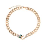 Caiguoer Collana a Serpente con Testa di Cristallo, Gioielli da Donna, Misura Unica, Metallo