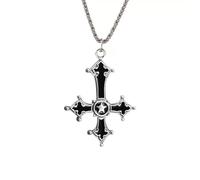 Caiguoer Collana con croce gotica con crocifisso nero/rosso, gioiello pasquale per donne e ragazze, Misura unica, Metallo