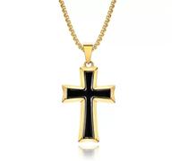 Caiguoer Collana con croce in oro/argento/rosso per uomini e donne, Eine Größe, Metallo