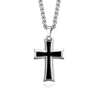 Caiguoer Collana con croce in oro/argento/rosso per uomini e donne, Eine Größe, Metallo