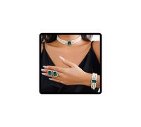Caiguoer Collana di perle finte, braccialetto, orecchini, set di tre pezzi, collana girocollo con perline di cristallo, accessori per donne e ragazze