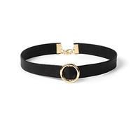 Caiguoer Collana girocollo gotica nera in similpelle fatta a mano, in metallo, accessorio per Halloween, per donne e ragazze, Acciaio inossidabile