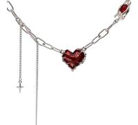 Caiguoer Collana girocollo gotica rossa con ciondolo a nappa, accessorio per Halloween per donne e ragazze, Misura unica, Metallo