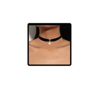 Caiguoer Collana girocollo nera con ciondolo di perle, collana vintage gotica in velluto, accessorio per Halloween, per donne e ragazze, Acciaio inossidabile