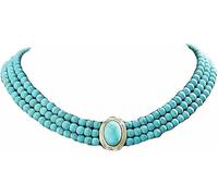 Caiguoer Collana girocollo turchese con perline di cristallo, accessorio per donne e ragazze