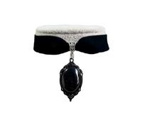 Caiguoer Collana gotica con ciondolo a forma di vampiro, con cristalli neri, gioiello per Halloween, da donna, Misura unica, Metallo
