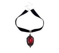 Caiguoer Collana gotica con ciondolo a forma di vampiro, con cristalli neri, gioiello per Halloween, da donna, Misura unica, Metallo