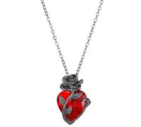 Caiguoer Collana gotica nera con ciondolo a forma di cuore rosso, accessorio per Halloween, per donne e ragazze, Metallo