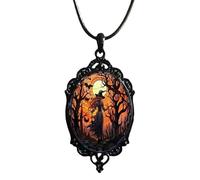 Caiguoer Collana gotica nera con ciondolo a forma di pipistrello, accessorio per Halloween, per donne e ragazze, Misura unica, Metallo
