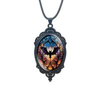 Caiguoer Collana gotica nera con ciondolo a forma di pipistrello, accessorio per Halloween, per donne e ragazze, Misura unica, Metallo