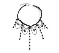 Caiguoer Collana gotica nera in lega punk croce stella luna ciondolo collana accessori per Halloween per donne e ragazze, Misura unica, Metallo (A)