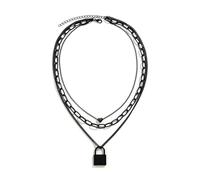 Caiguoer Collana gotica nera in lega punk croce stella luna ciondolo collana accessori per Halloween per donne e ragazze, Misura unica, Metallo (D)