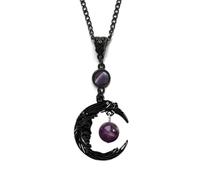 Caiguoer Collana gotica scura in lega punk con ciondolo a forma di luna, accessorio per Halloween