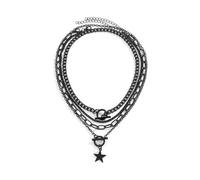 Caiguoer Collana Nera Stella/Cuore Choker Collane Gothic Jewellery Halloween Collana per le donne (A)