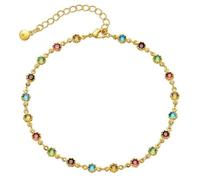 Caiguoer Colorato Cristallo Cavigliera Oro Catena Della Cavigliera Regolabile Braccialetto Spiaggia Estate Piede Catena Gioielli per Le Donne e Ragazze (C)