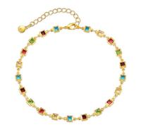 Caiguoer Colorato Cristallo Cavigliera Oro Catena Della Cavigliera Regolabile Braccialetto Spiaggia Estate Piede Catena Gioielli per Le Donne e Ragazze (A)