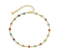 Caiguoer Colorato Cristallo Cavigliera Oro Catena Della Cavigliera Regolabile Braccialetto Spiaggia Estate Piede Catena Gioielli per Le Donne e Ragazze (B)
