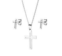 Caiguoer Croce Collana e Orecchini Set Oro/Argento Crocifisso Collana Gioielli per le Donne (B)