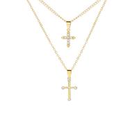 Caiguoer Croce Collana Gold Layered Collana Crocifisso Collana Gioielli per le Donne (A)