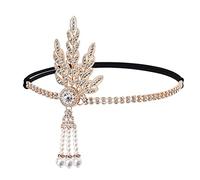 Caiguoer Gatsby Crystal Headband 1920 Flapper Headband perla strass Headband, forniture per il partito per le donne e le ragazze (A)