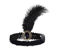 Caiguoer Gatsby, fascia per capelli con piume di paillettes e cristalli, stile anni '20, accessorio per feste per donne e ragazze