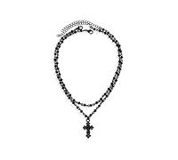 Caiguoer Gothic Lega Oscura Collana Punk Croce Stella Luna Pendente Collana Halloween Accessori per Donne e Ragazze (A)