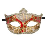 Caiguoer Maschera veneziana da uomo, per Halloween, carnevale, feste, serate, balli studenteschi, accessorio per costumi da bar (rosso)