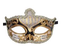 Caiguoer Maschera veneziana da uomo, per Halloween, carnevale, feste, serate, balli studenteschi, bar, costume accessorio (nero)